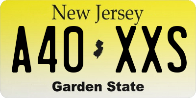NJ license plate A40XXS