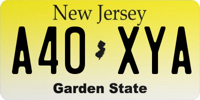NJ license plate A40XYA