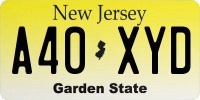 NJ license plate A40XYD
