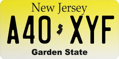 NJ license plate A40XYF