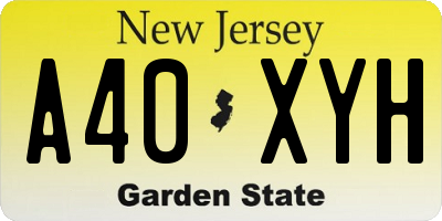 NJ license plate A40XYH
