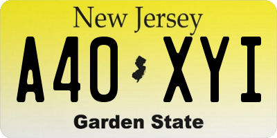 NJ license plate A40XYI