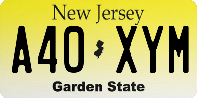 NJ license plate A40XYM