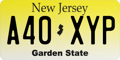 NJ license plate A40XYP
