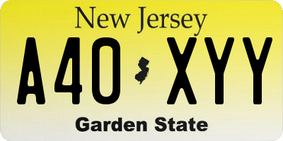 NJ license plate A40XYY