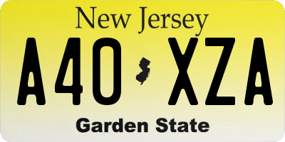 NJ license plate A40XZA