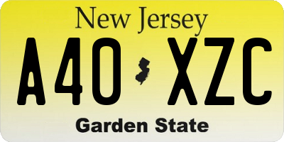NJ license plate A40XZC