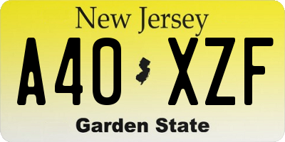 NJ license plate A40XZF