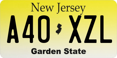 NJ license plate A40XZL