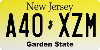 NJ license plate A40XZM