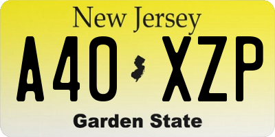 NJ license plate A40XZP