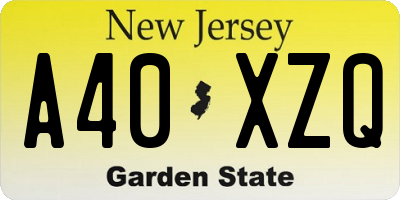 NJ license plate A40XZQ
