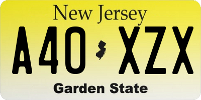 NJ license plate A40XZX