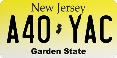 NJ license plate A40YAC
