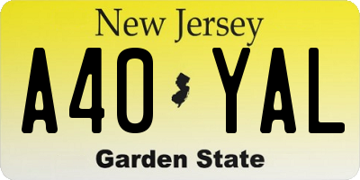 NJ license plate A40YAL