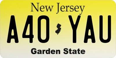 NJ license plate A40YAU