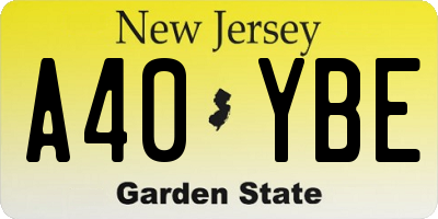 NJ license plate A40YBE
