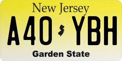 NJ license plate A40YBH