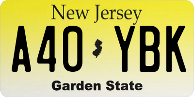 NJ license plate A40YBK