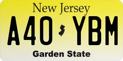 NJ license plate A40YBM