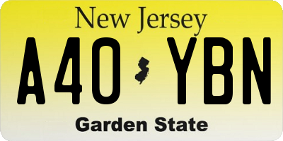 NJ license plate A40YBN