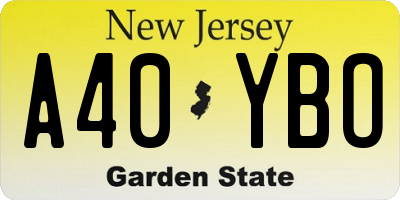 NJ license plate A40YBO