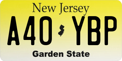 NJ license plate A40YBP