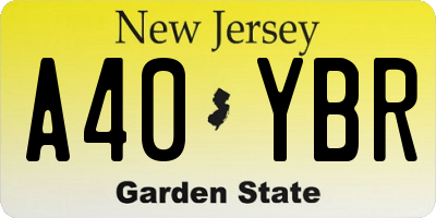 NJ license plate A40YBR