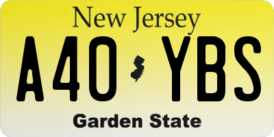 NJ license plate A40YBS