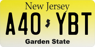 NJ license plate A40YBT