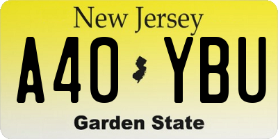 NJ license plate A40YBU