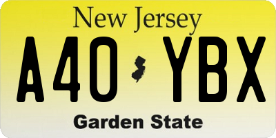 NJ license plate A40YBX