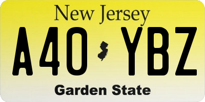 NJ license plate A40YBZ