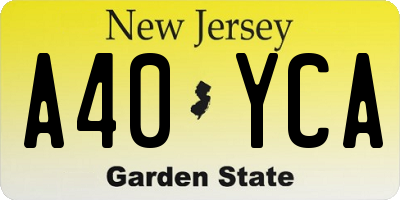 NJ license plate A40YCA