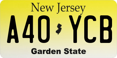 NJ license plate A40YCB