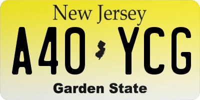 NJ license plate A40YCG