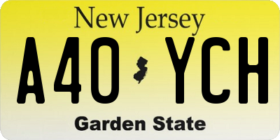 NJ license plate A40YCH