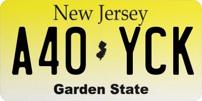 NJ license plate A40YCK