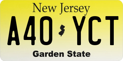 NJ license plate A40YCT
