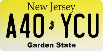 NJ license plate A40YCU