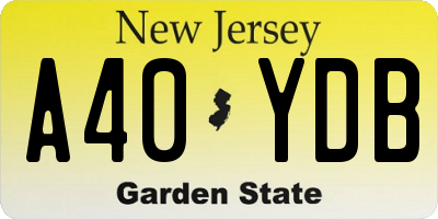 NJ license plate A40YDB