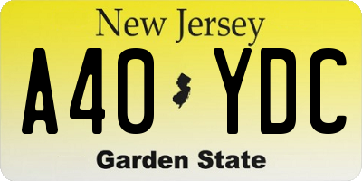 NJ license plate A40YDC
