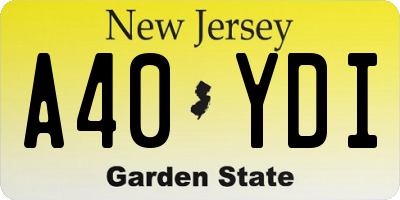 NJ license plate A40YDI