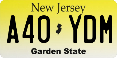 NJ license plate A40YDM