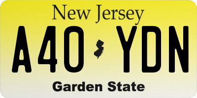NJ license plate A40YDN