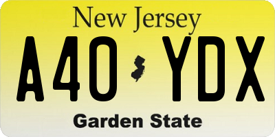 NJ license plate A40YDX