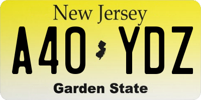 NJ license plate A40YDZ