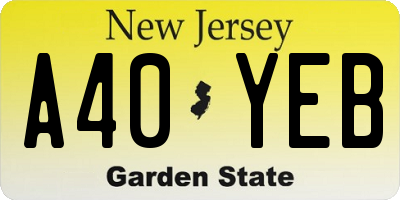 NJ license plate A40YEB