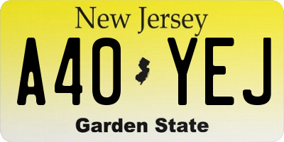 NJ license plate A40YEJ
