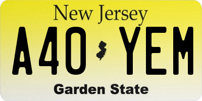 NJ license plate A40YEM